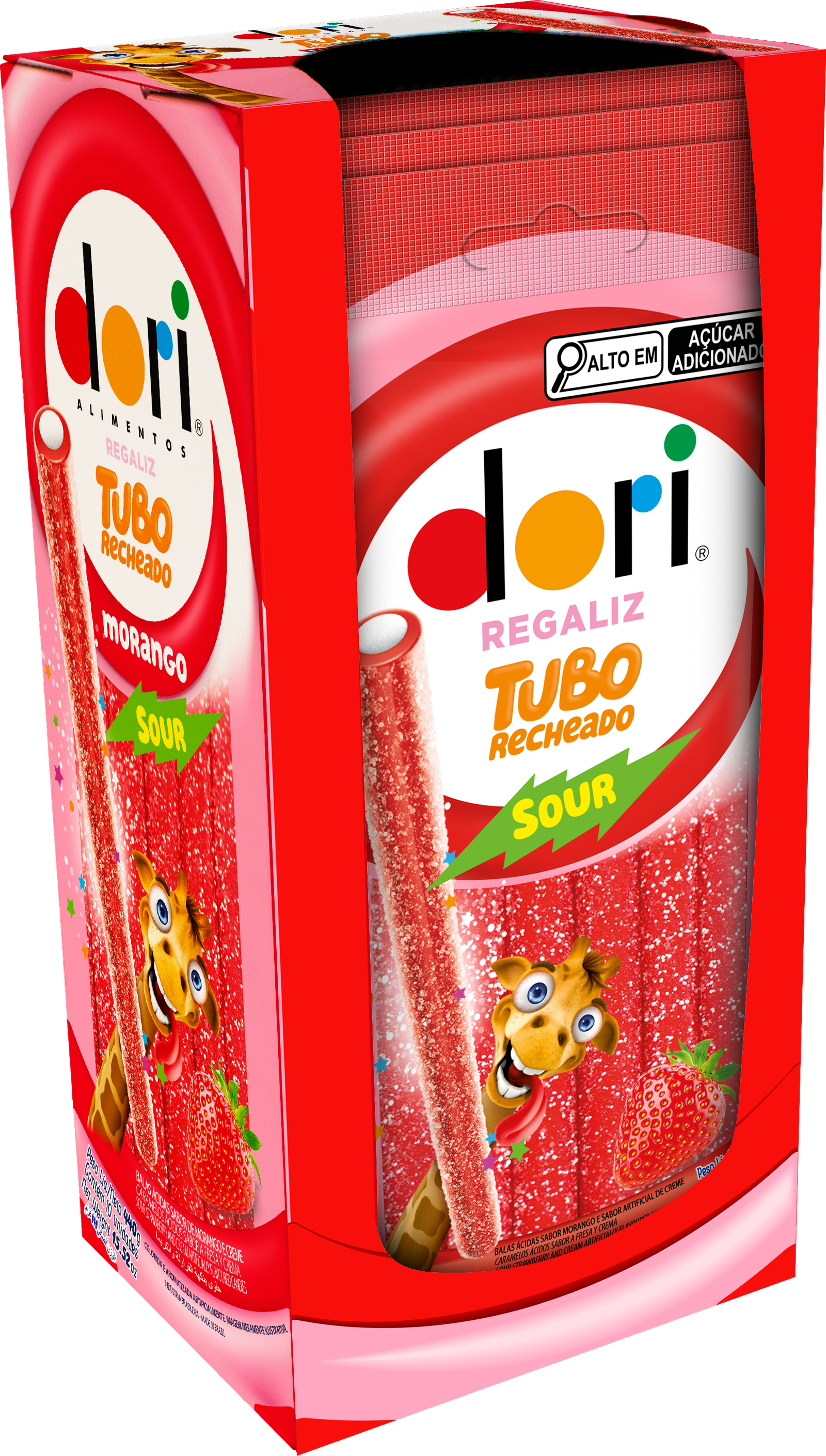 Regaliz Dori Recheado Morango Ácido 12x70g