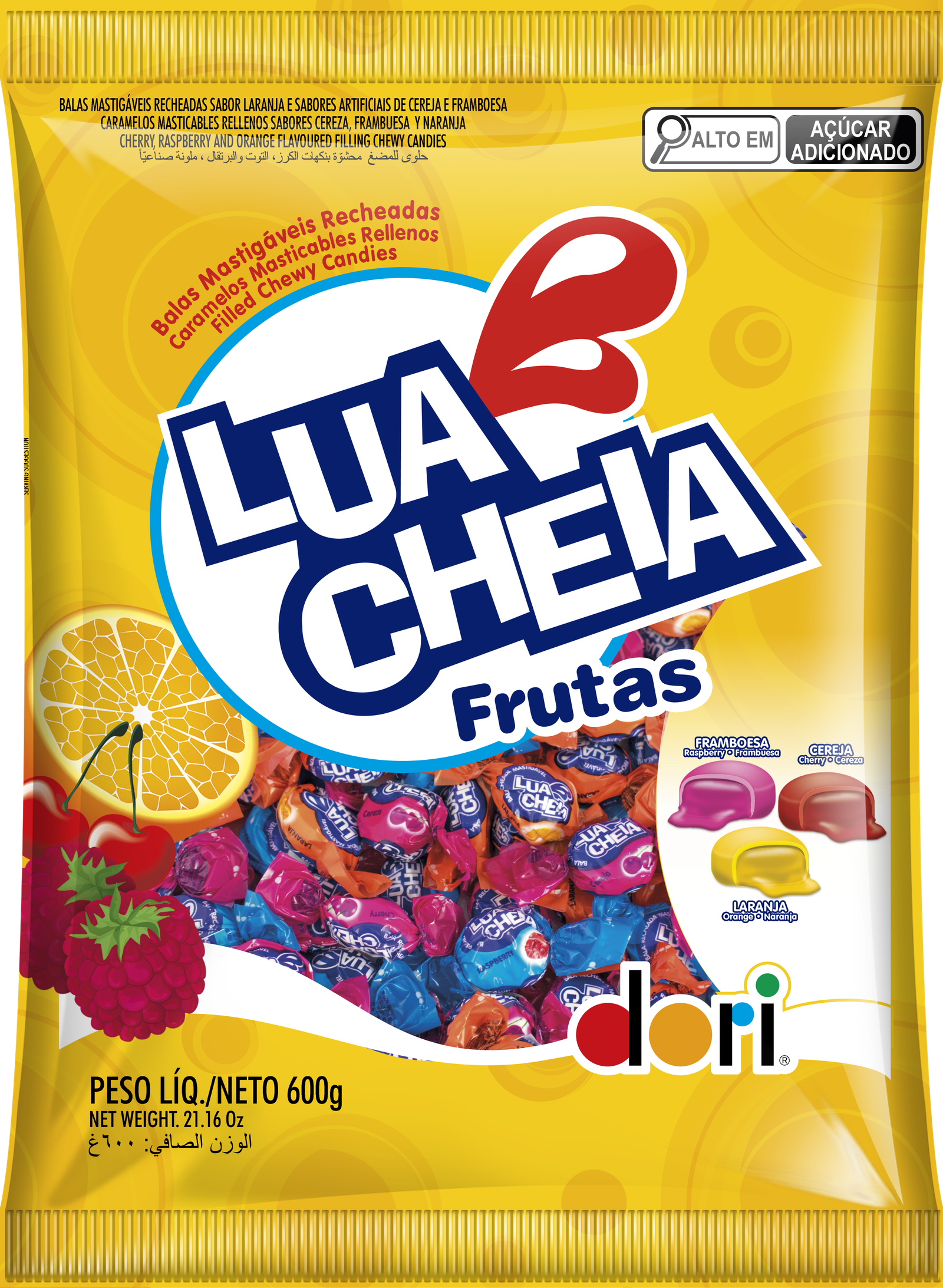 Bala Lua Cheia Frutas 600g